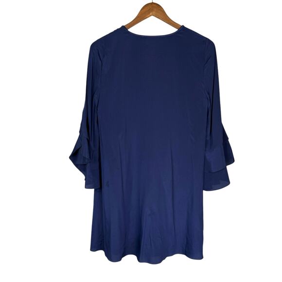 Lilly Pulitzer Tatiana Navy Sequin Silk Blend Long Bell Sleeve Mini Tunic Dress - Picture 10 of 13